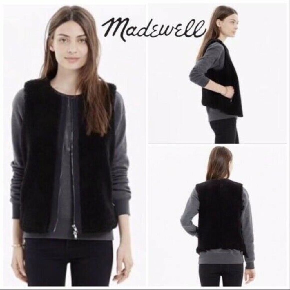 Madewell‎ Faux Fur Womens Black Vest Size S